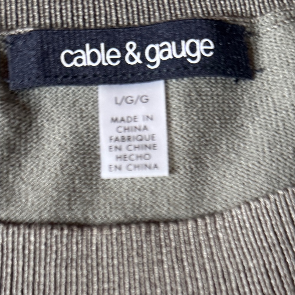 Cable & Gauge Olive Green Tunic Sweater Ribbed Trim Long Sleeve Pullover Size‎ L - Picture 5 of 8